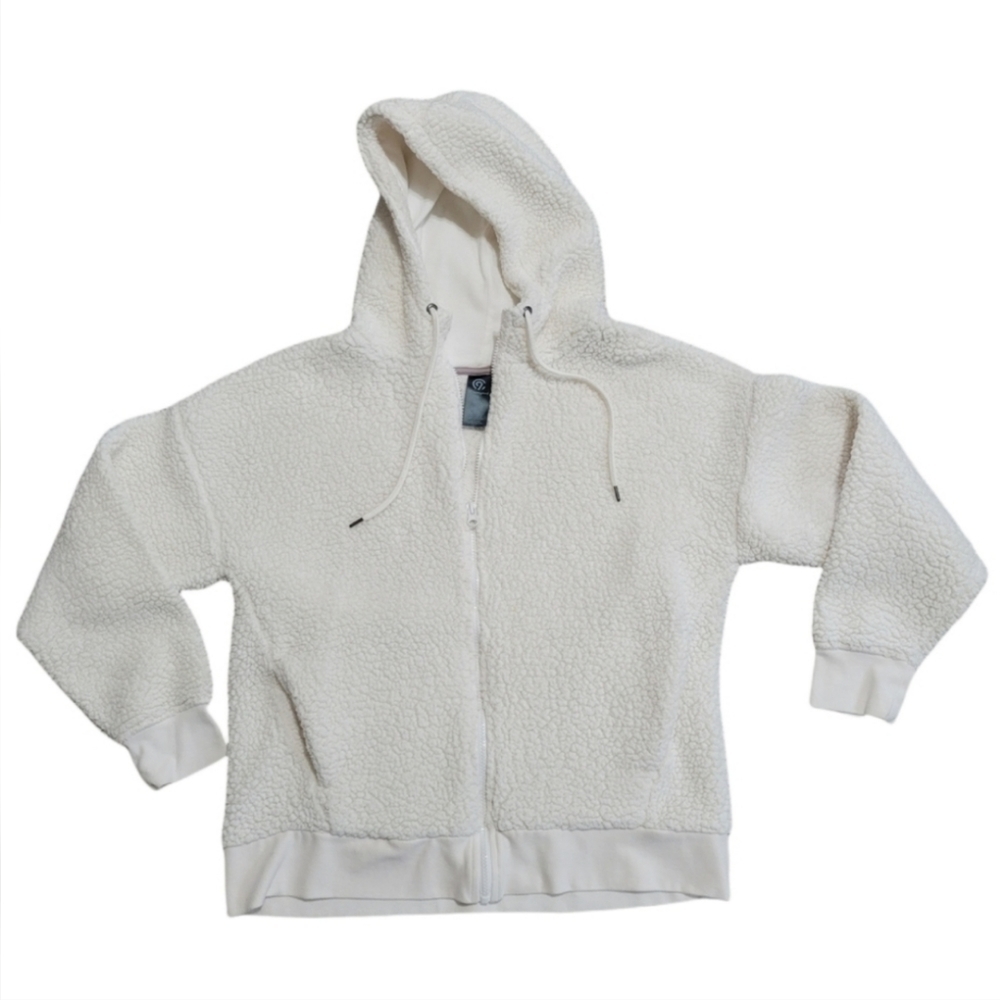 Champion Zip Up Teddy Jacket Cream Color Juniors Size Small